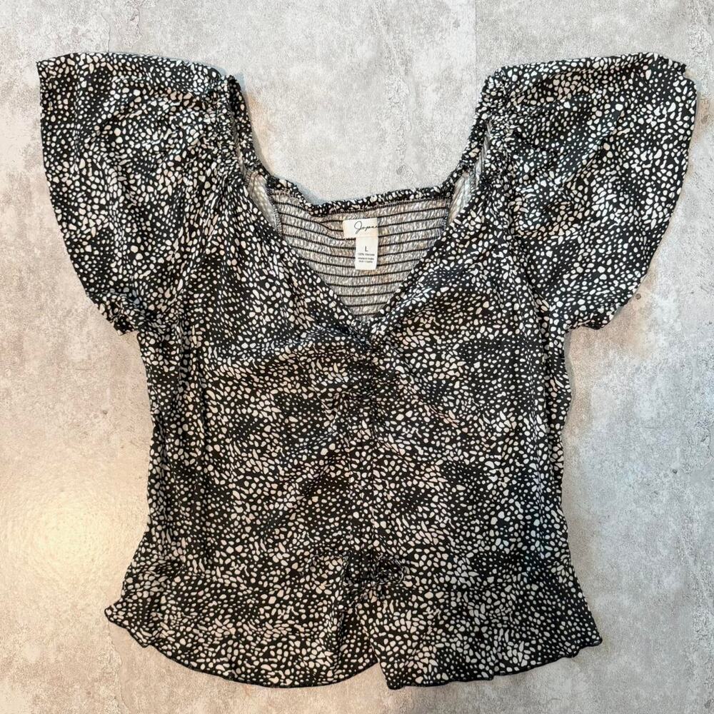 Women's Japna Black & White Printed Blouse